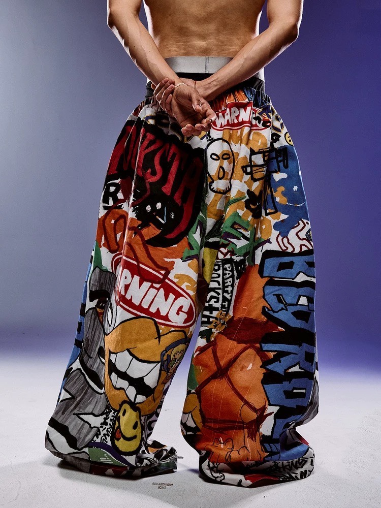 ROCKSTA “GHETTO SOLIDER” 街頭塗鴉 寬鬆長褲