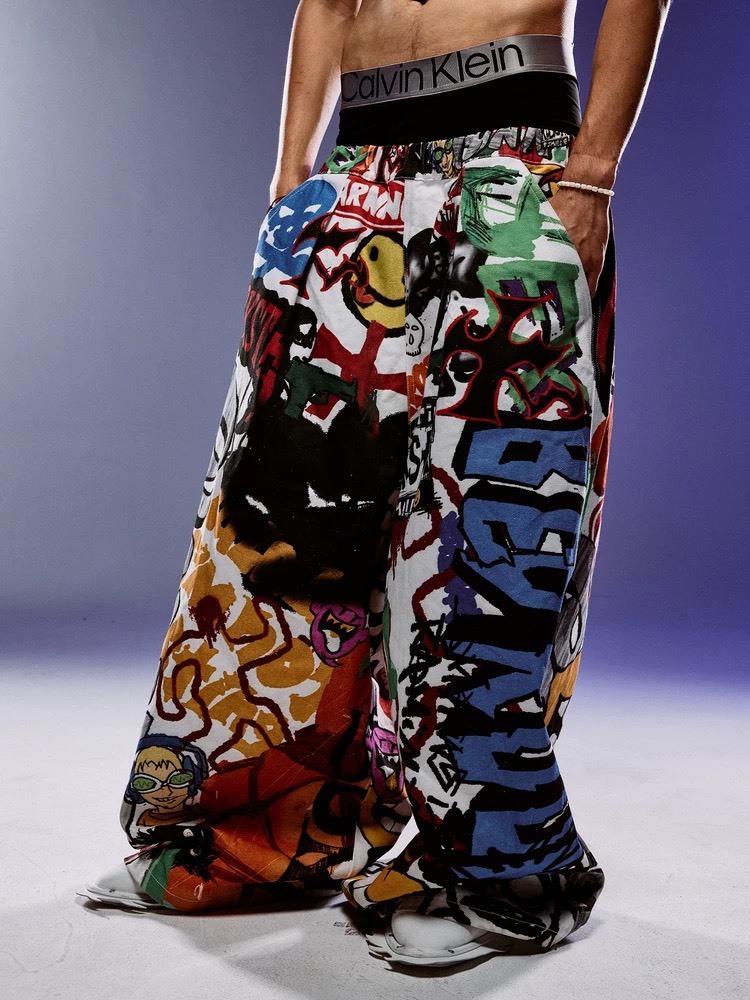 ROCKSTA “GHETTO SOLIDER” 街頭塗鴉 寬鬆長褲