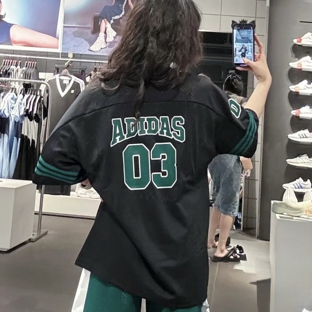 ADIDAS ORIGINALS RETRO STREET BASKETBALL 球衣 黑綠 網眼 三葉草 運動 休閒 短袖 JC6803