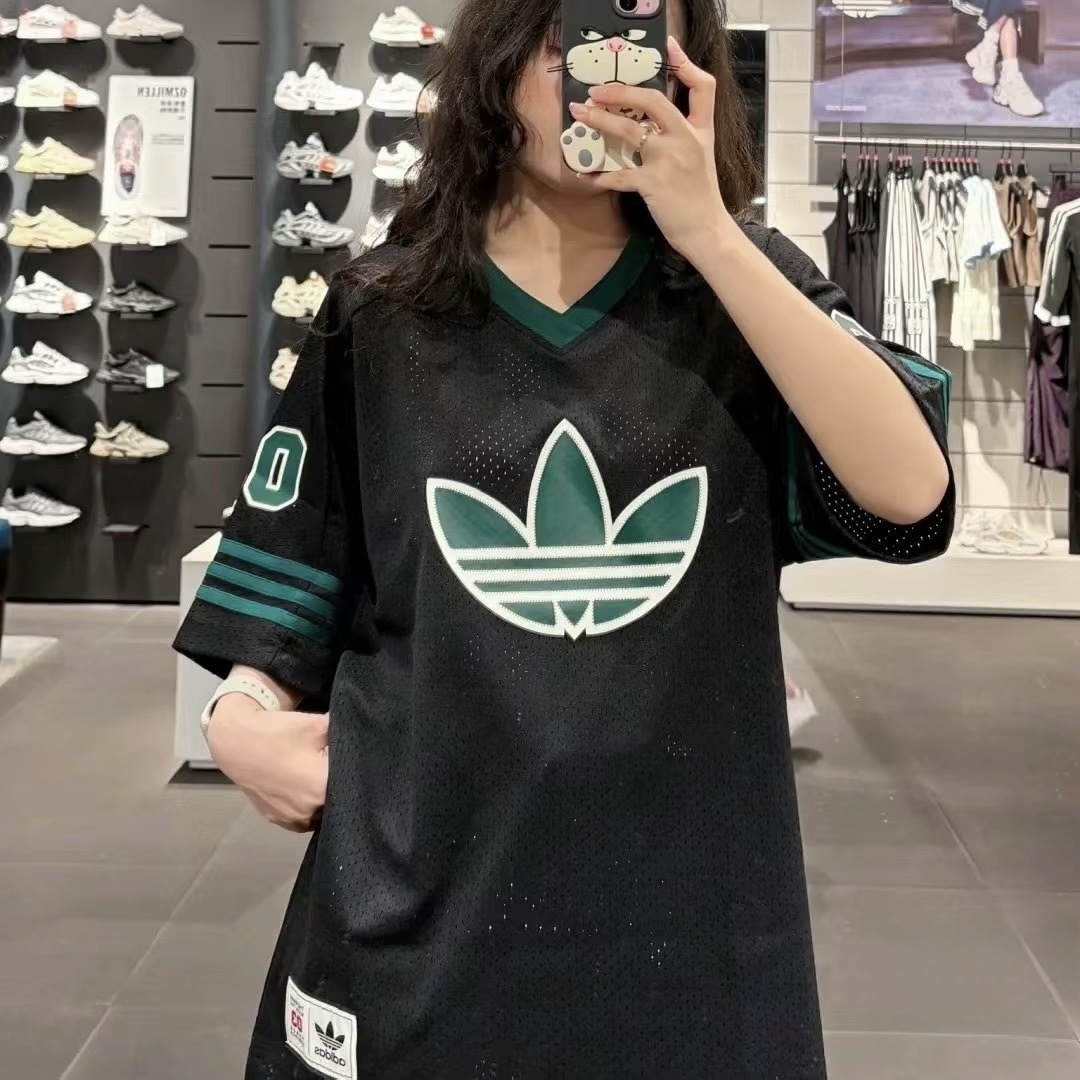 ADIDAS ORIGINALS RETRO STREET BASKETBALL 球衣 黑綠 網眼 三葉草 運動 休閒 短袖 JC6803