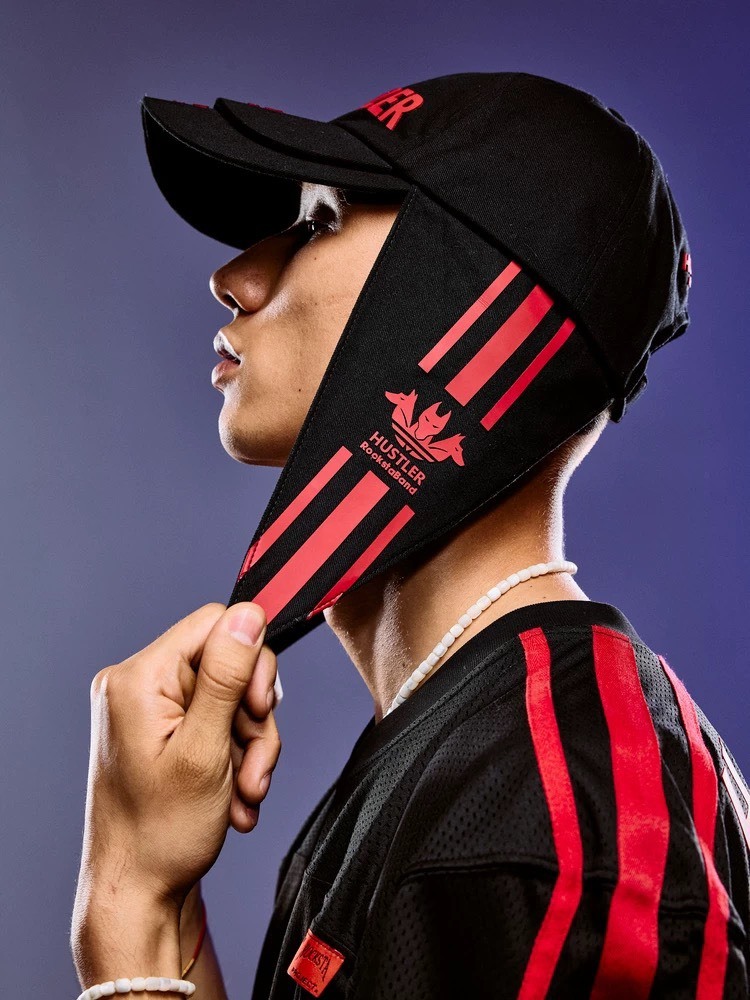 ROCKSTA “GHETTO SOLIDER” 黑色雙帽簷印花 護耳帽