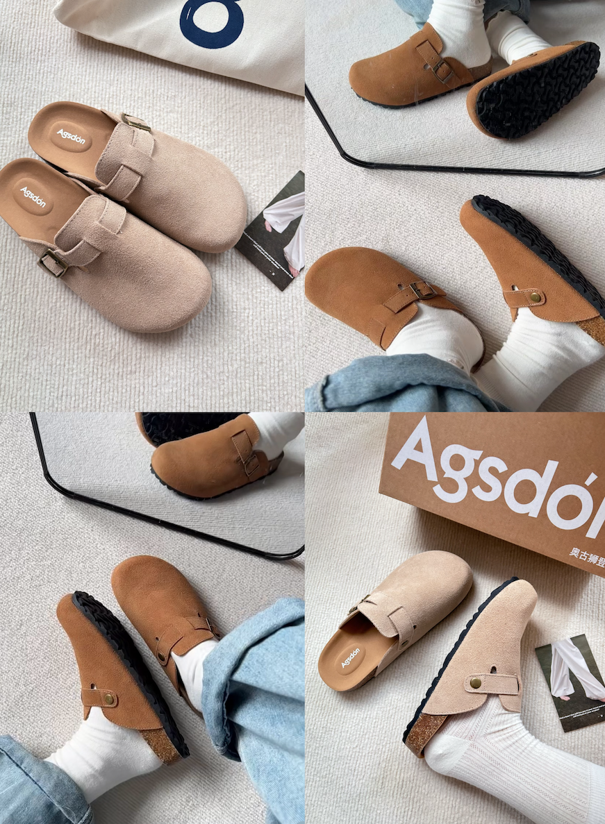 代購-AGSDON 牛反絨 復古 勃肯鞋 包頭拖鞋