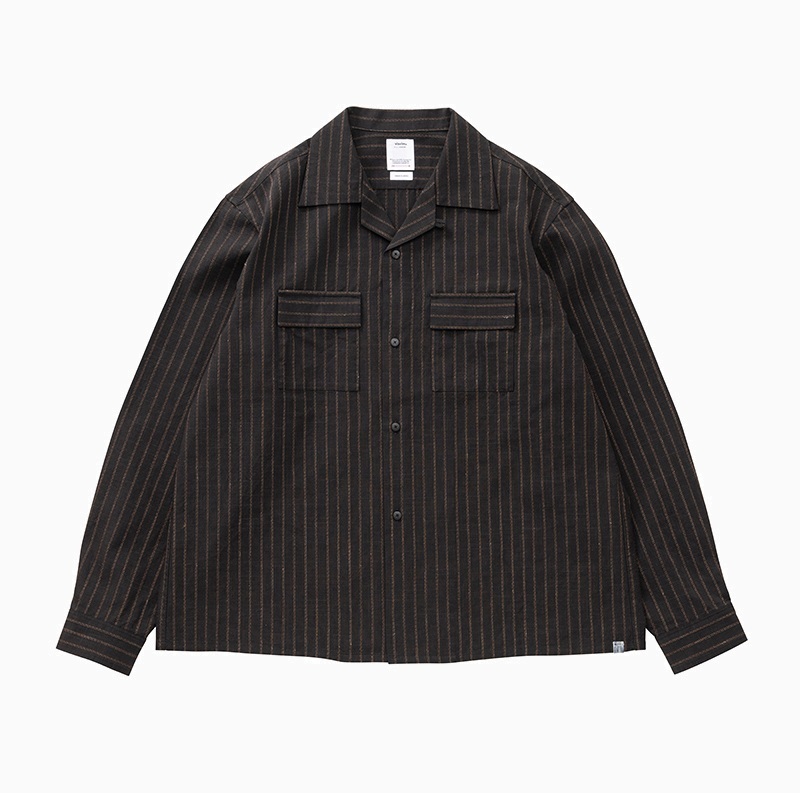 LAST PCS: VISVIM KEESEY SHIRT STRIPES L/S - BLACK SIZE 4 PRE ORDER ITEM (預訂中)