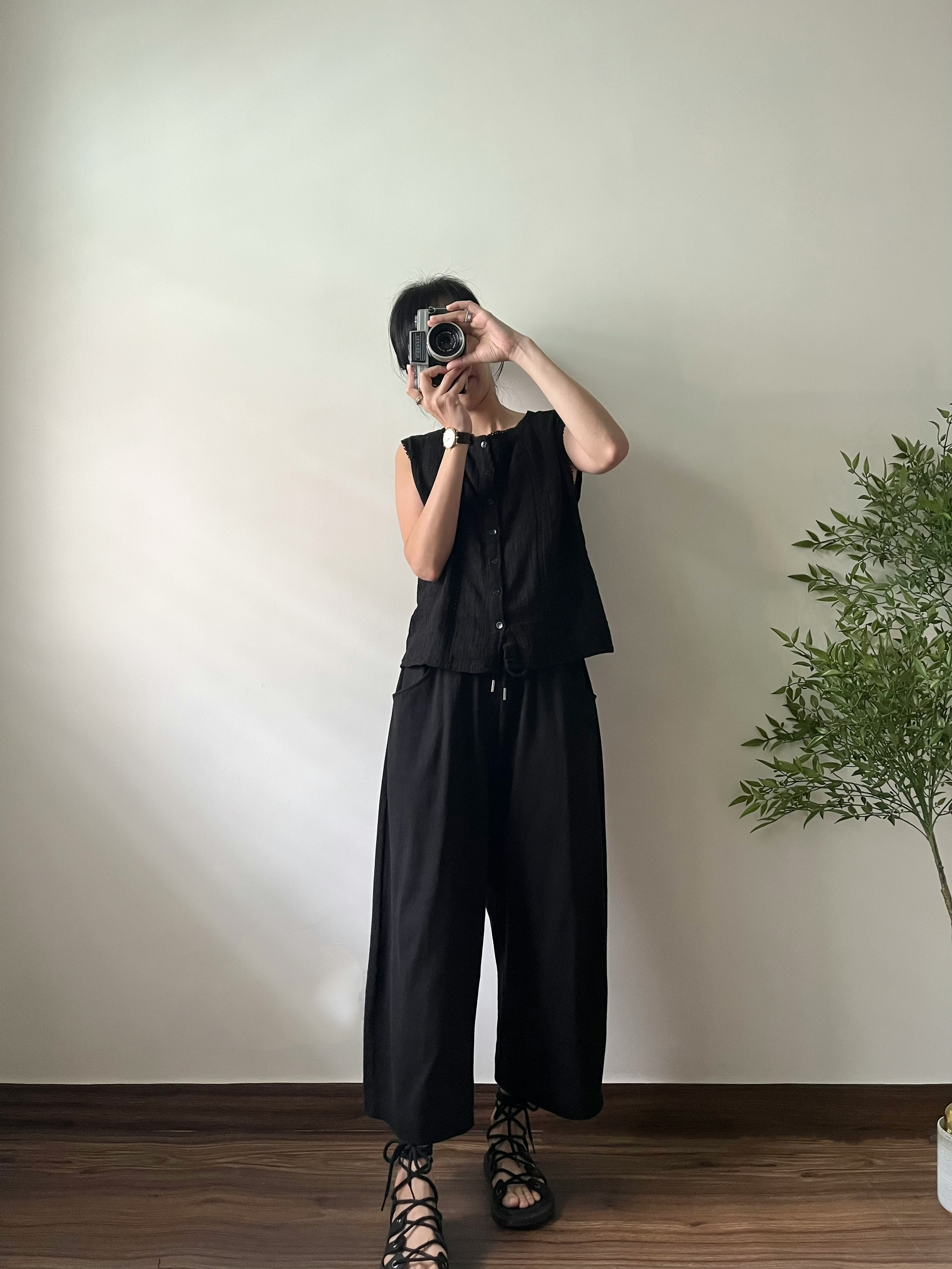 🌿紗棉 暗紋背心