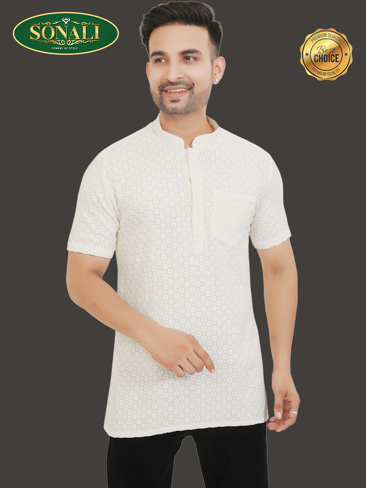 Sonali's Premier Quality Men's Top / kurta melayu / Traditional Men's Wear with Sequins Embroidery - Q1976/Q1978/Q1979