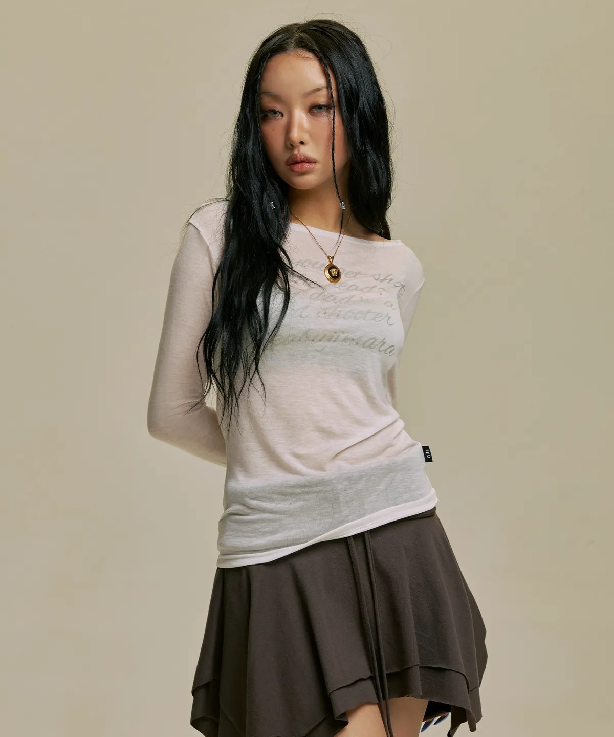 GILAARCHIVE Lettering Sheer Long Sleeve