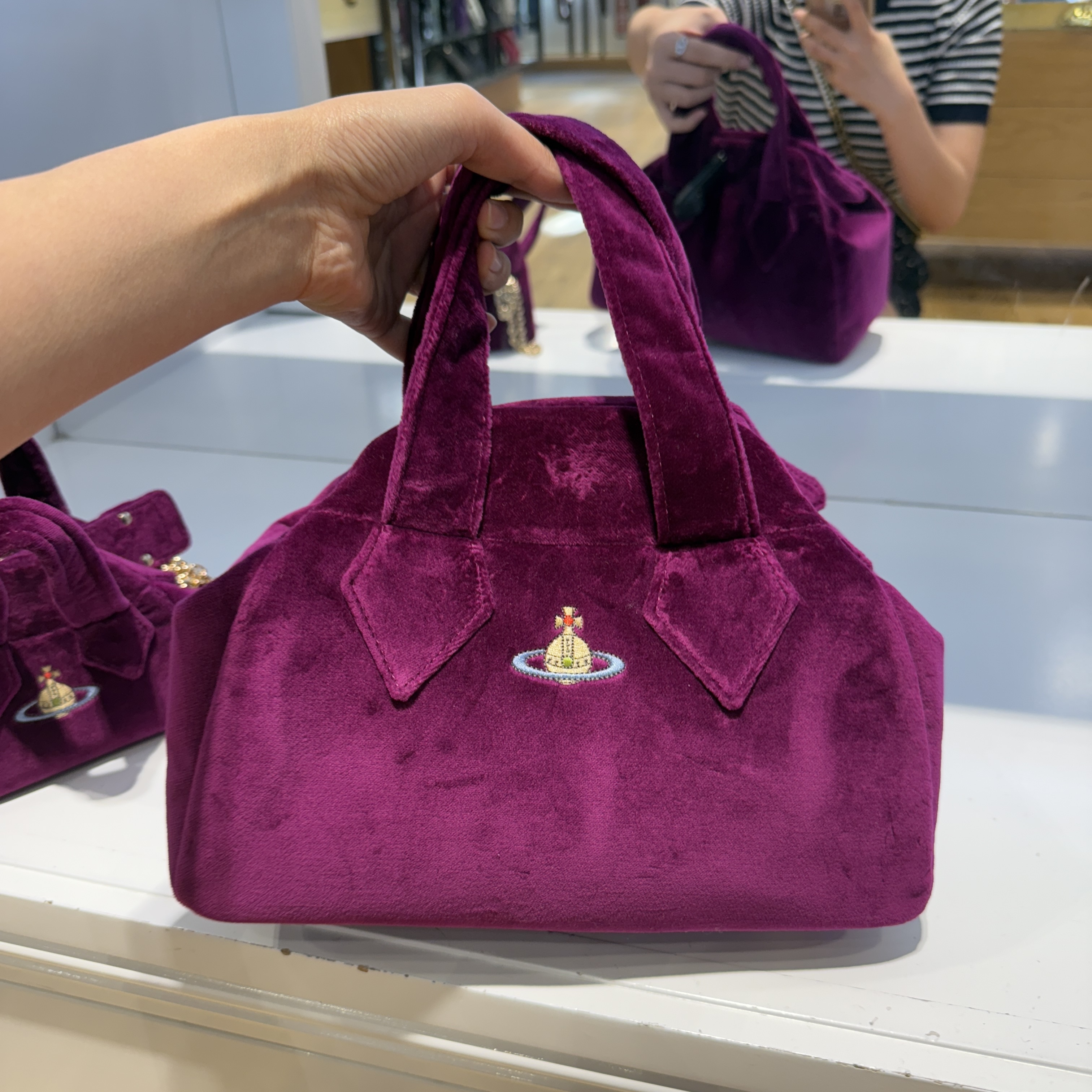 Vivienne Westwood Velvet Archive Medium Handbag Purple