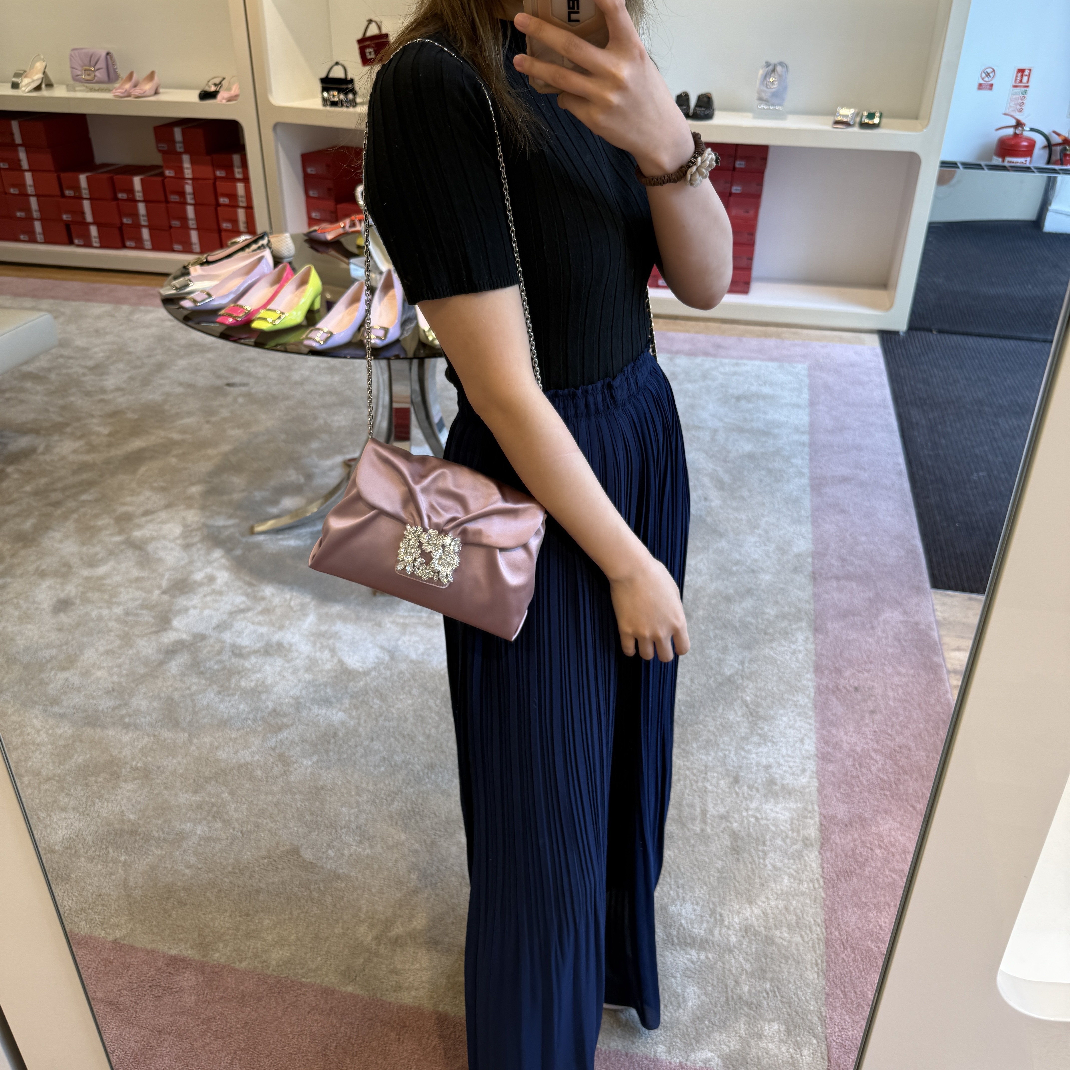 Roger Vivier RV Bouquet Strass Buckle Drapé Micro Bag 2 colors