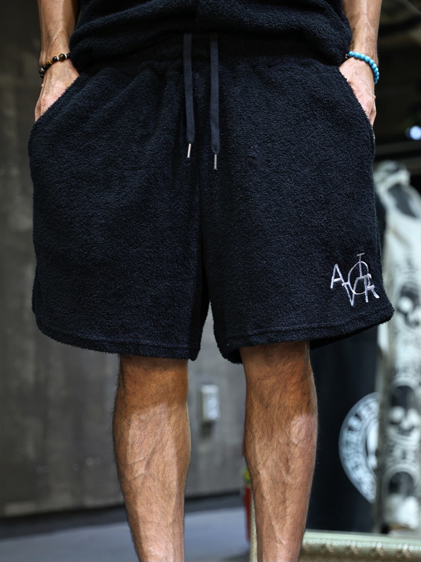 刺繡粗毛圈毛巾短褲