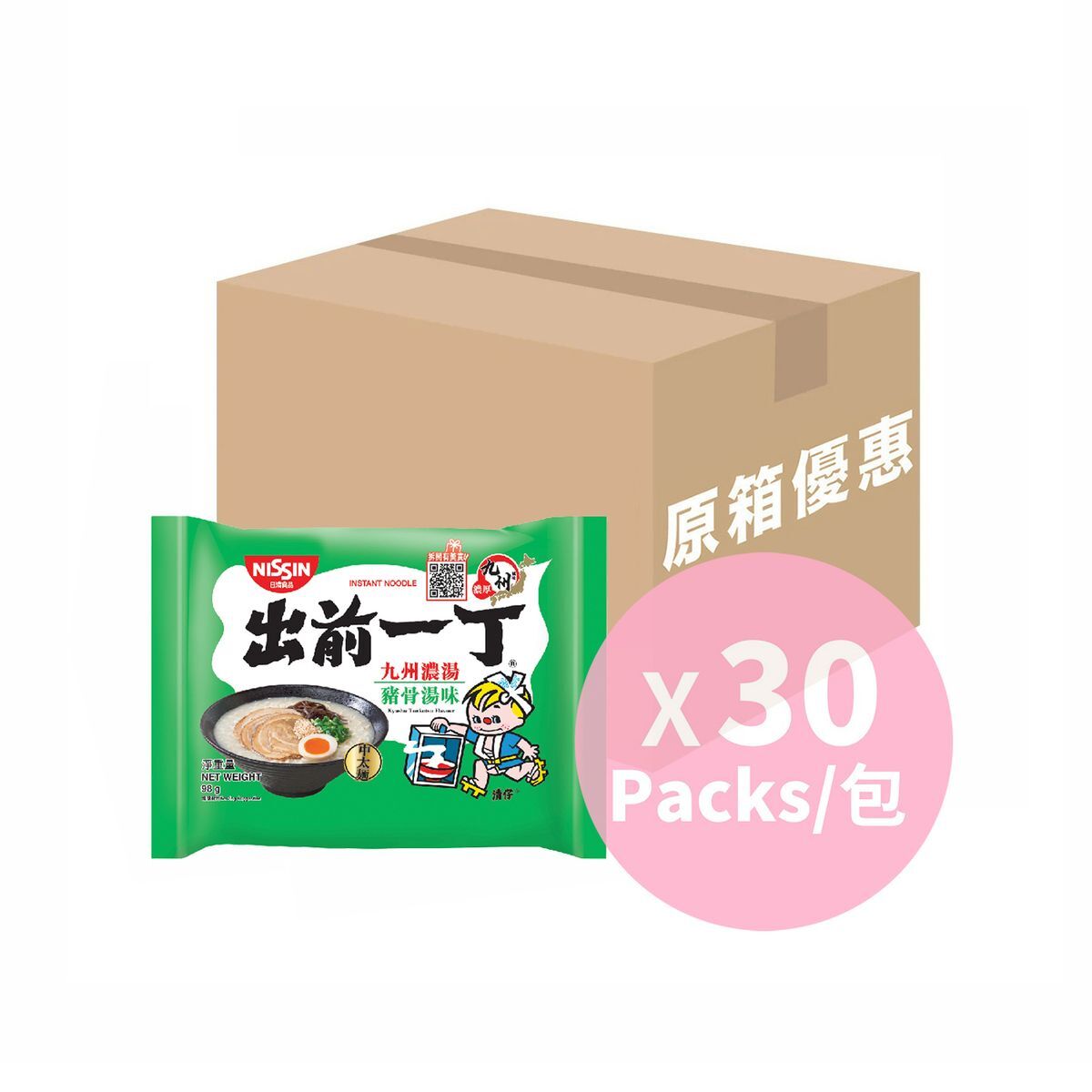 日清食品 - [原箱優惠] 出前一丁即食麵 豬骨湯味 30包