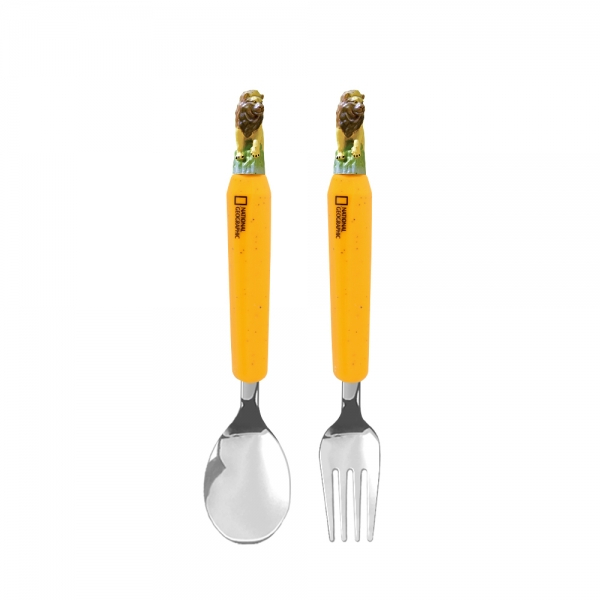 【樂森藥局】National Geographic國家地理 立體不鏽鋼匙叉組（獅子／海豚／北極熊）