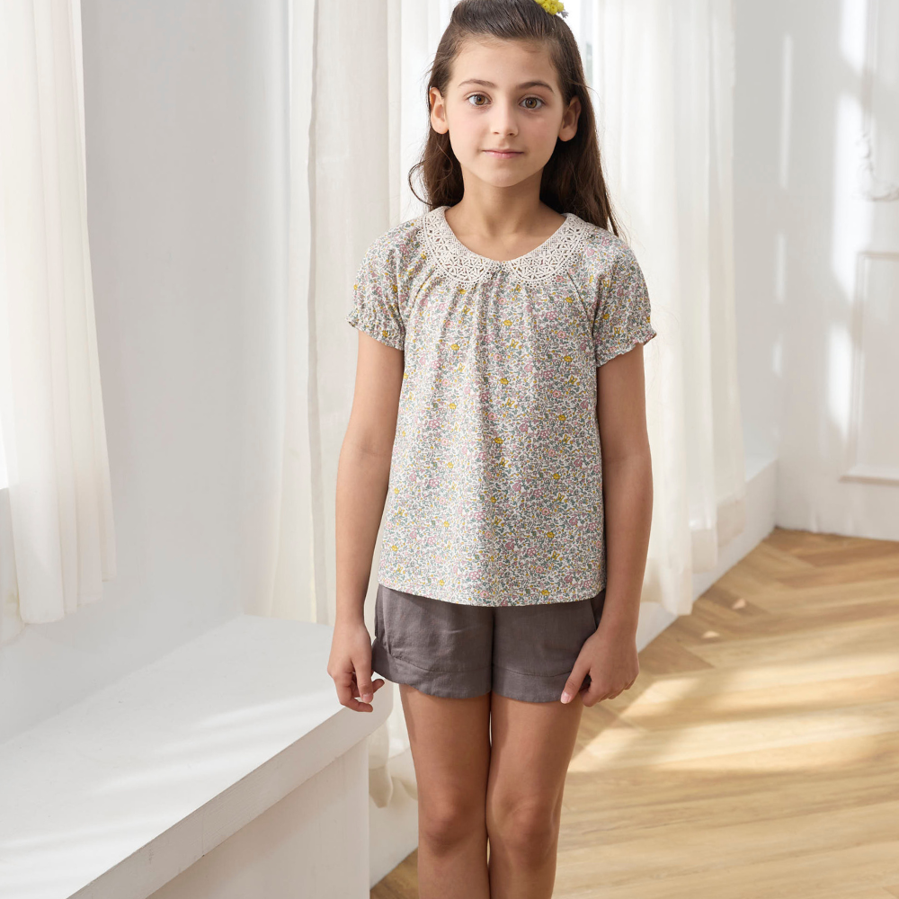 PIPPY 俏麗花苞棉麻短褲 紫