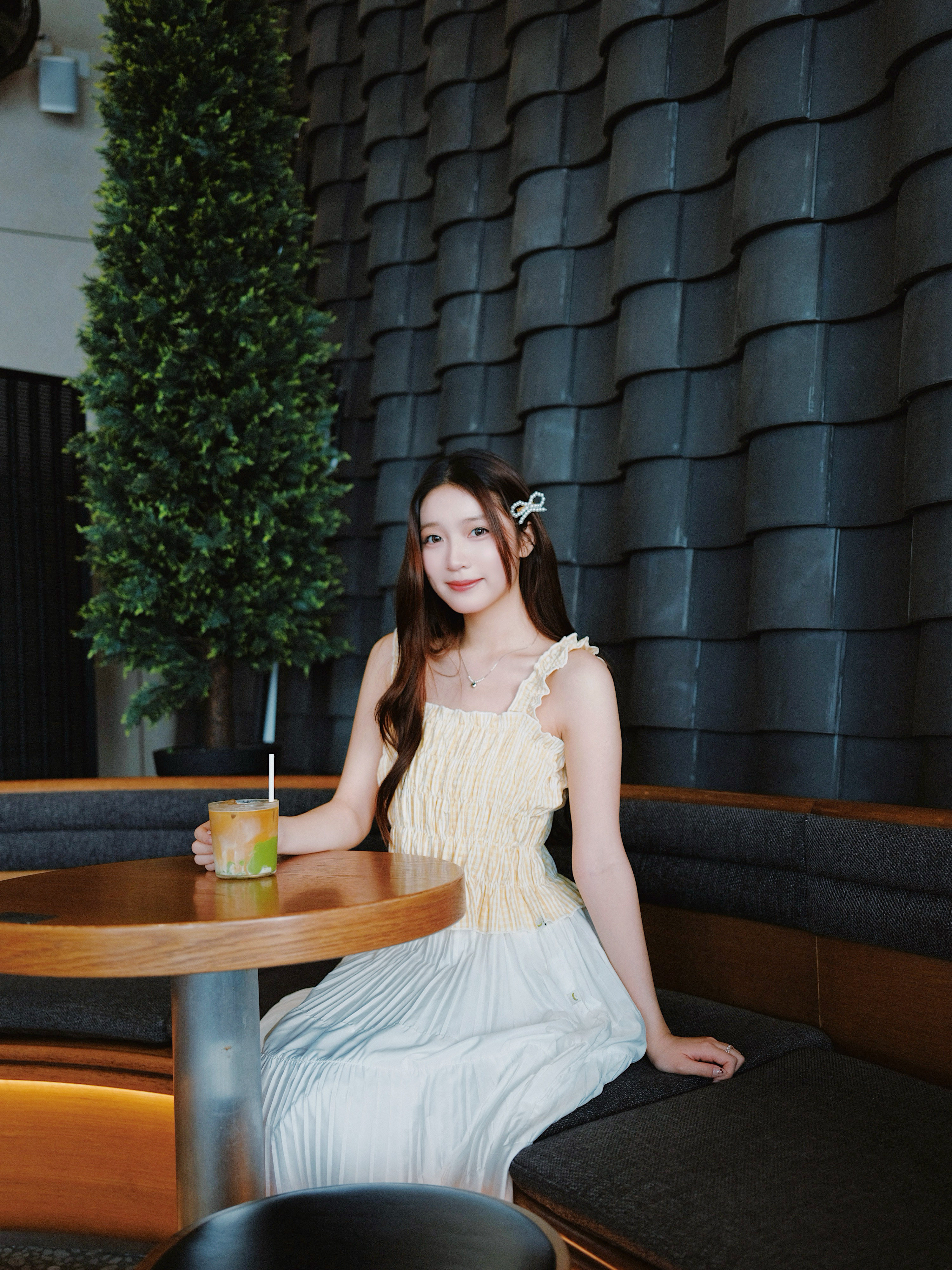 三色 / 間條荷葉肩帶抽皺背心 / Striped Frilly Strap Cami Top