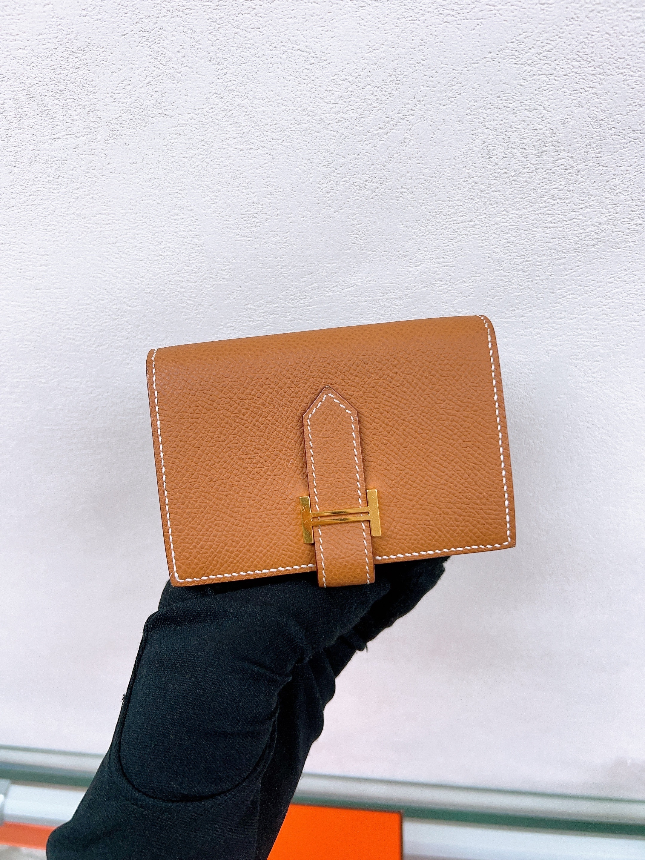 Hermes bearn mini wallet (gold GHW/ stamp b)