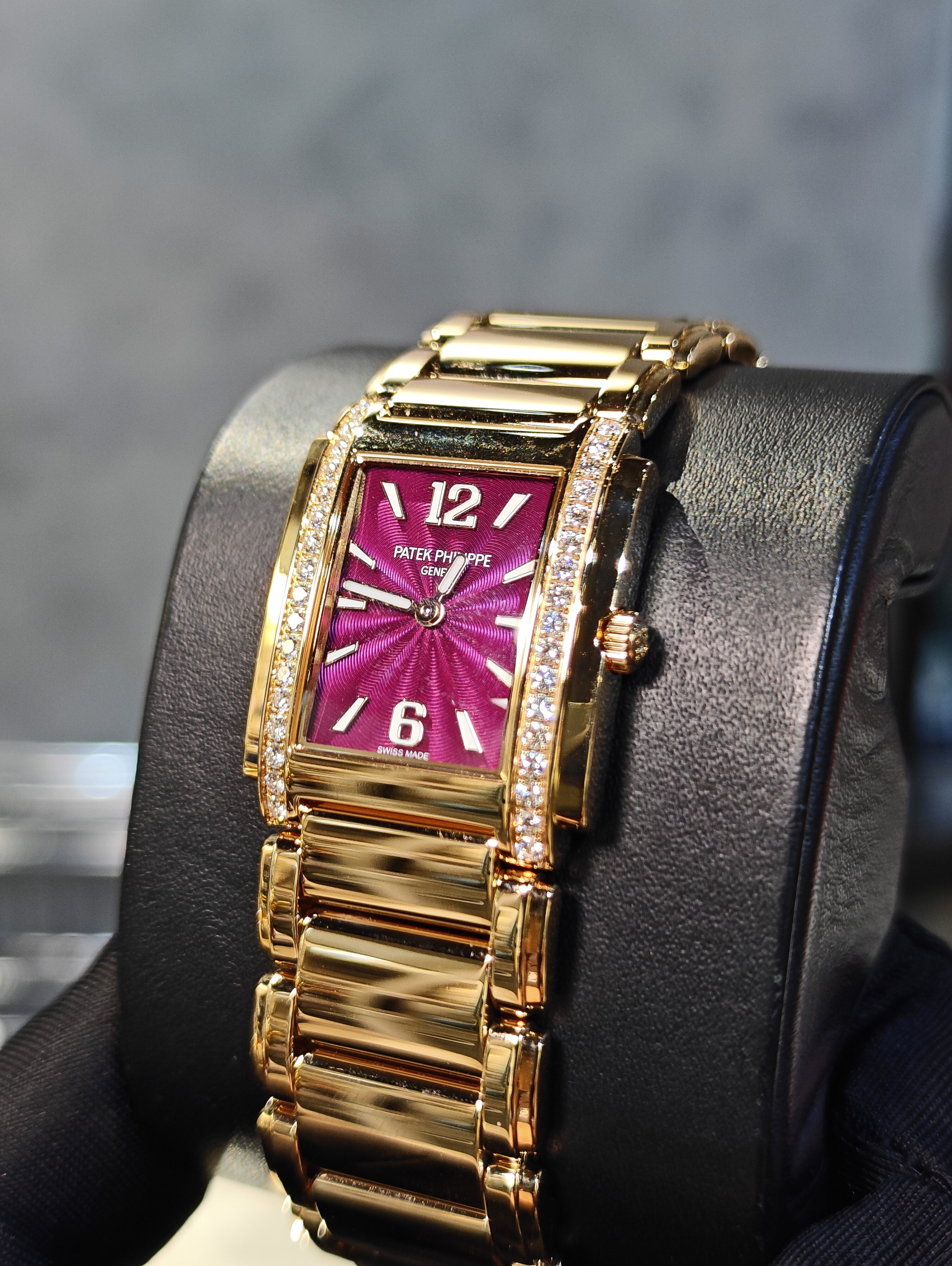 BRAND NEW 4910/1201R-010 4910 PATEK PHILIPPE TWENTY4 PURPLE DIAL DIAMOND ROSE GOLD 30 MM