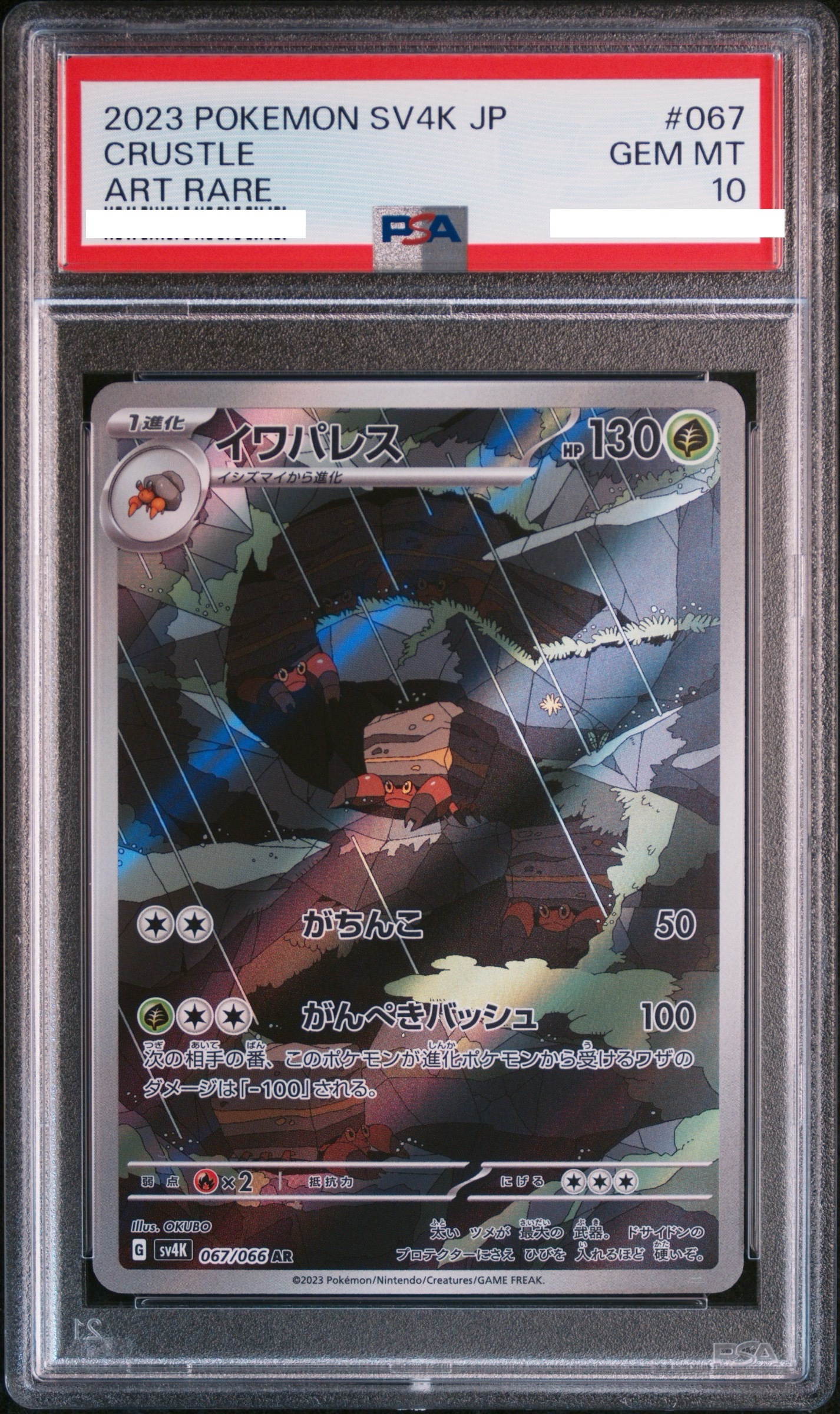 2023 POKEMON JAPANESE SV4K-ANCIENT ROAR #067 CRUSTLE ART RARE【PSA10】