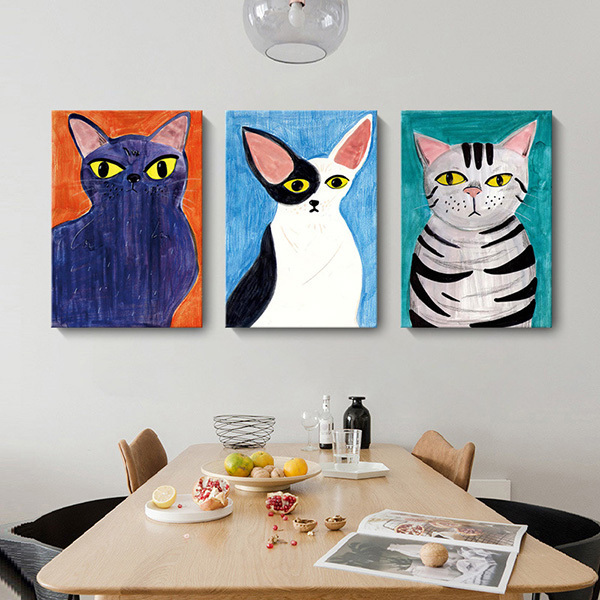 塗鴉風格貓咪無框掛畫