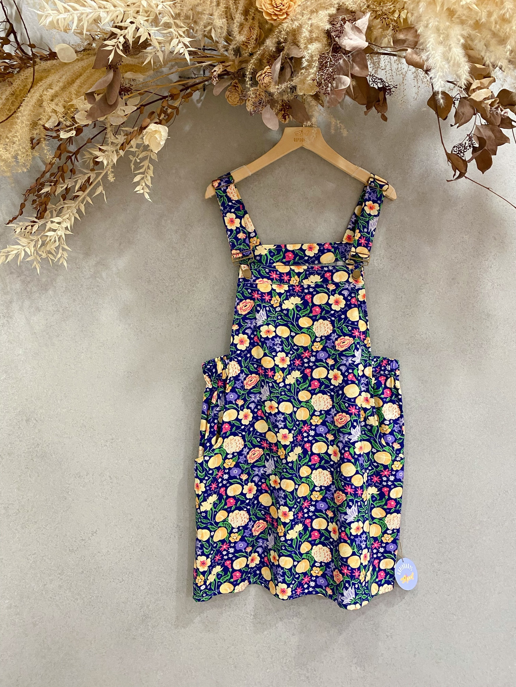 深藍花園 媽咪大口袋吊帶短裙