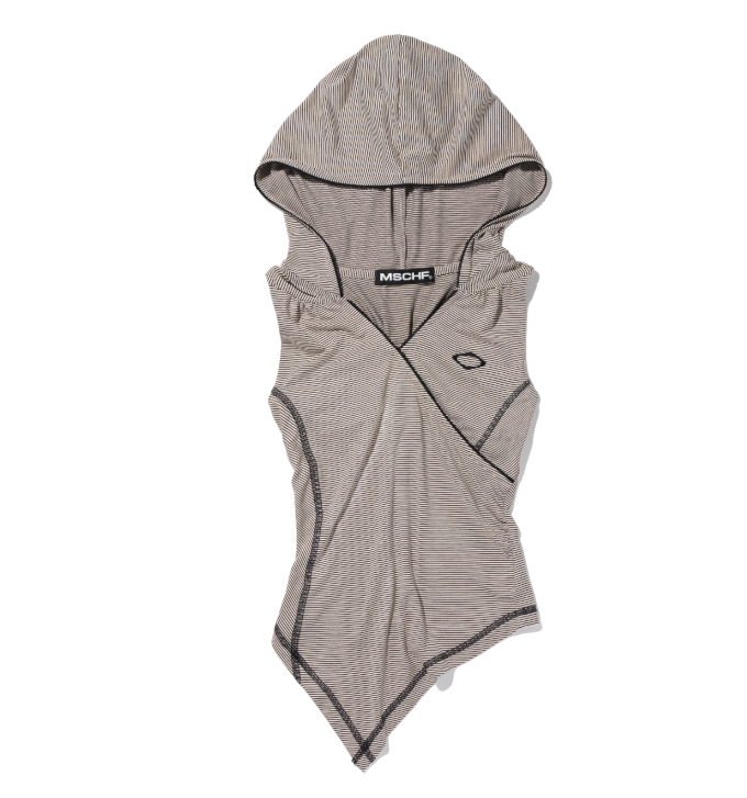 Mischief  MSCHF  許光漢、秀智愛牌 /  HOODED STRIPE VEST_BEIGE/BLACK  連帽條紋背心式上衣 黑色 / AUG25