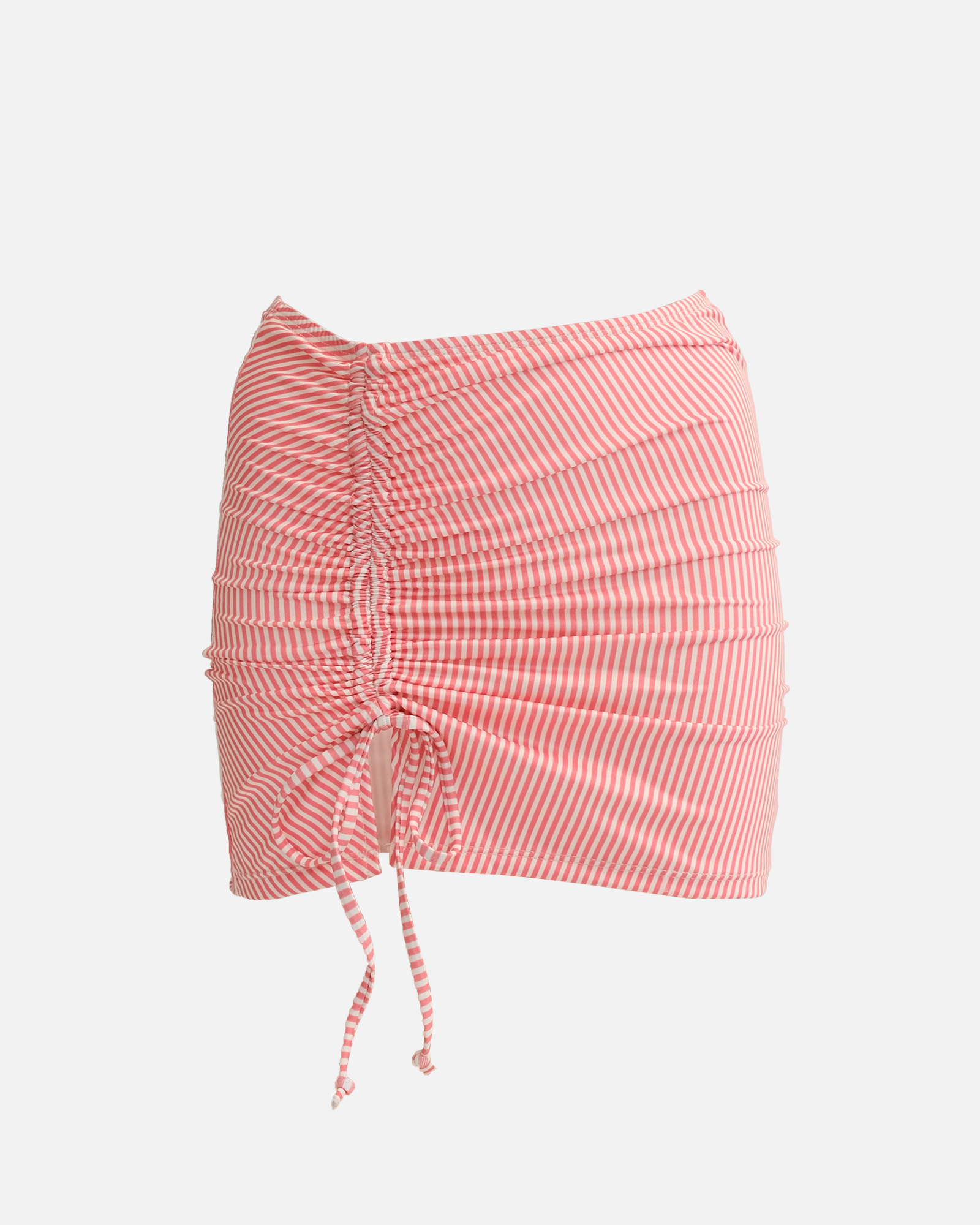 【粉紅條紋】Aura 開衩抽繩外罩泳裙
