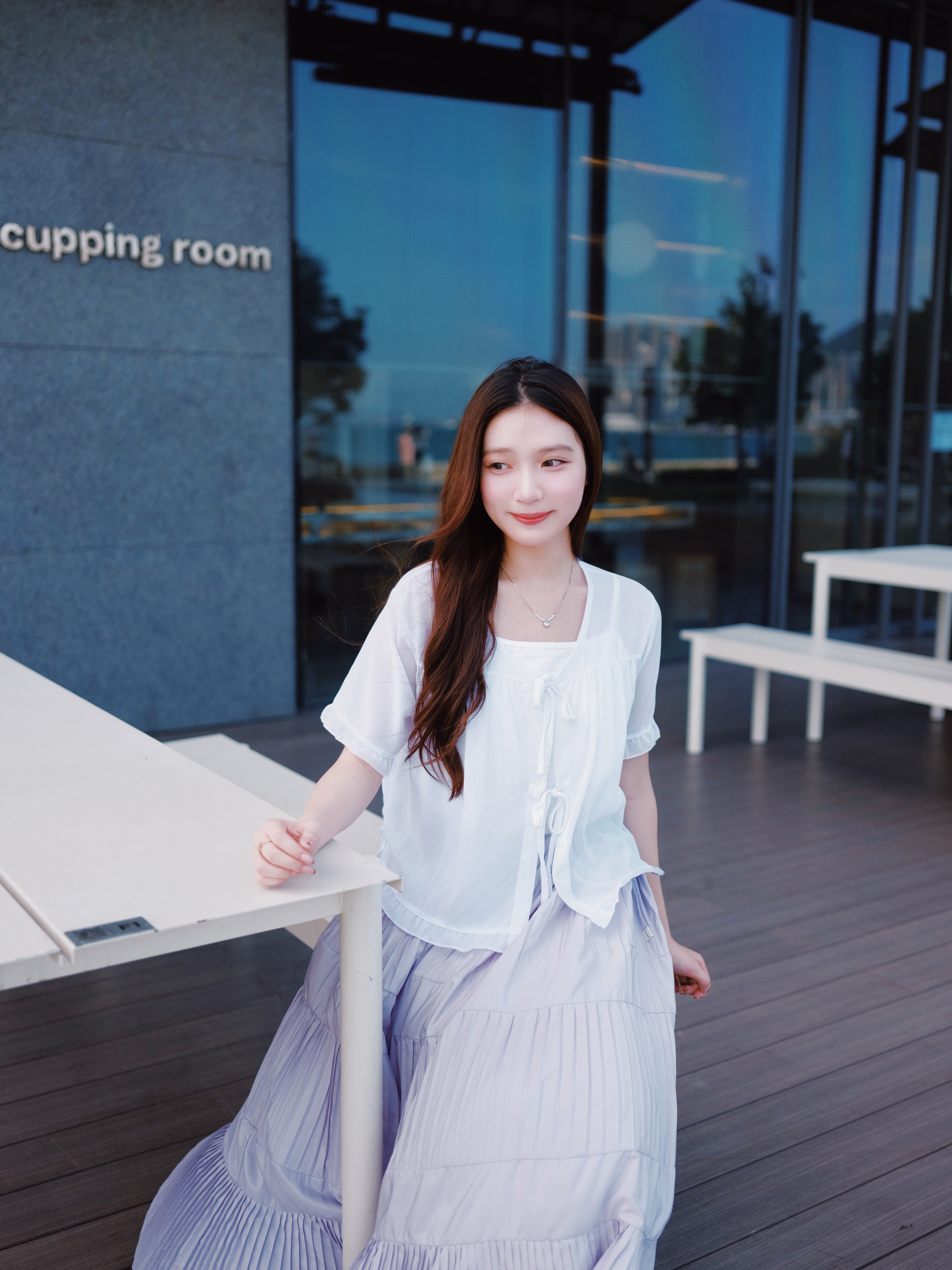 三色 / 輕透感雪紡木耳短袖外套 / Sheer Chiffon Ruffle-Trim Short Sleeve Jacket