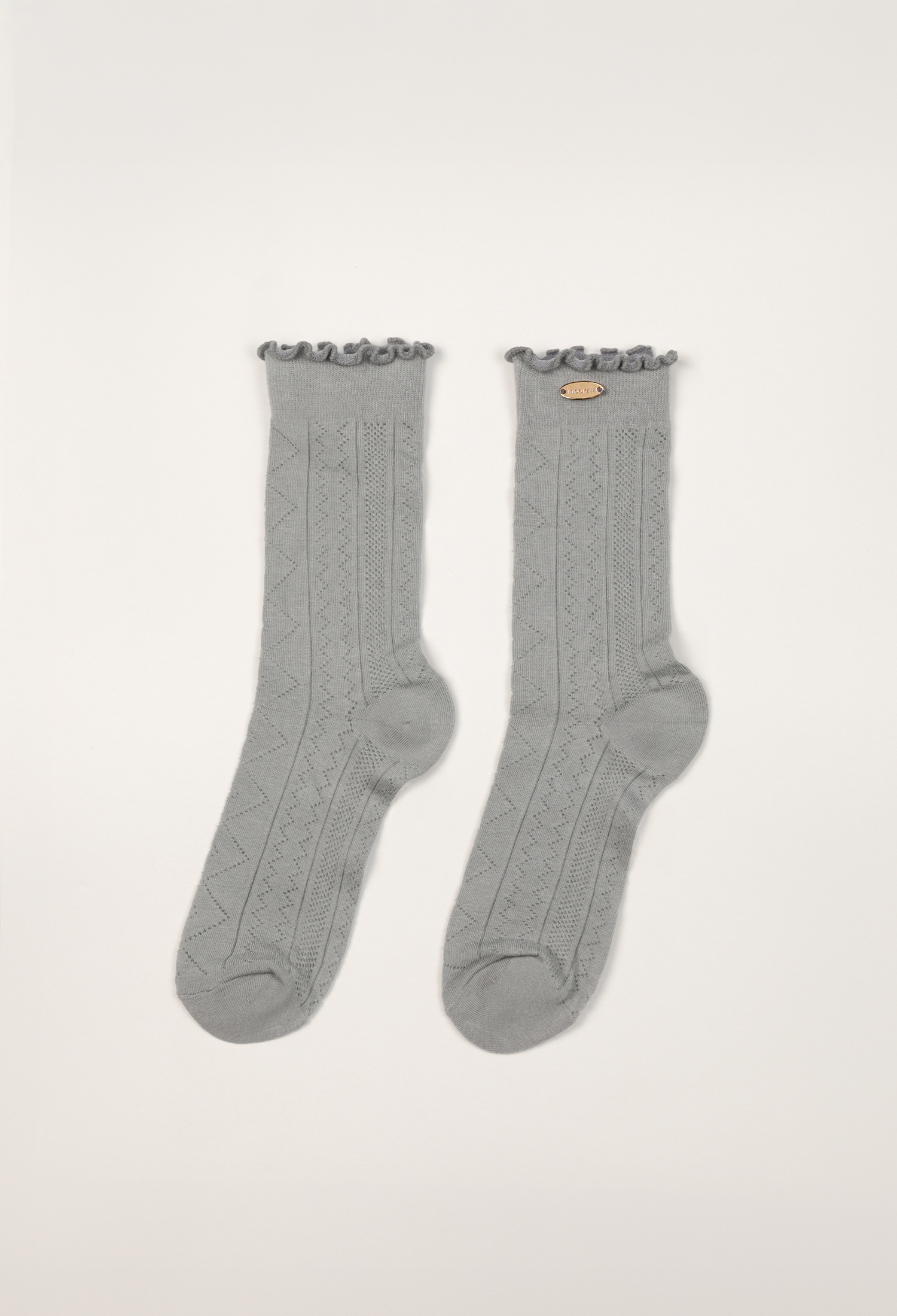 金屬釦花邊鏤空襪 灰色