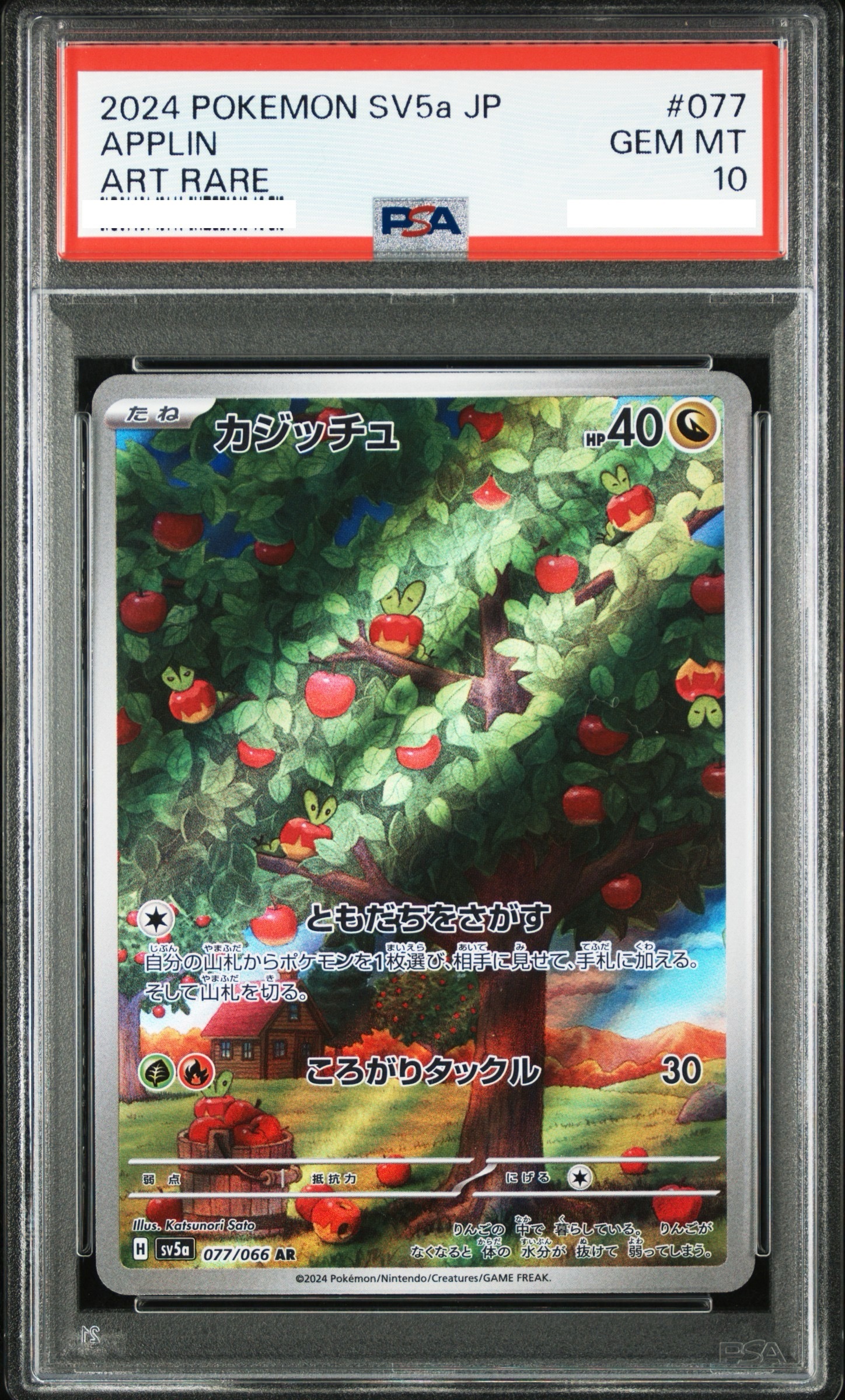 2024 POKEMON JAPANESE SV5A-CRIMSON HAZE #077 APPLIN ART RARE【PSA10】