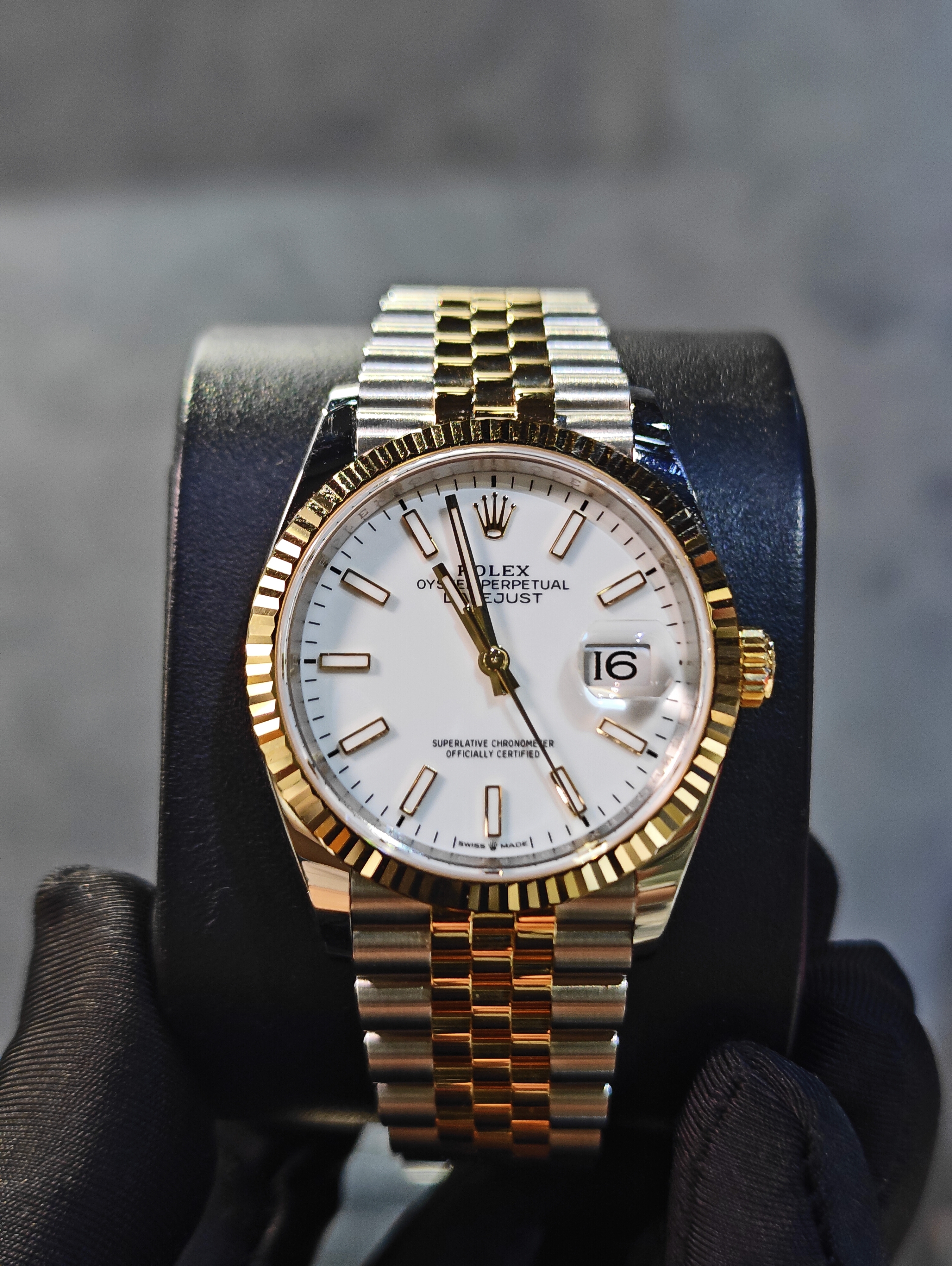 全新勞力士126233 白色面 DATEJUST 36 珠式黃金鋼