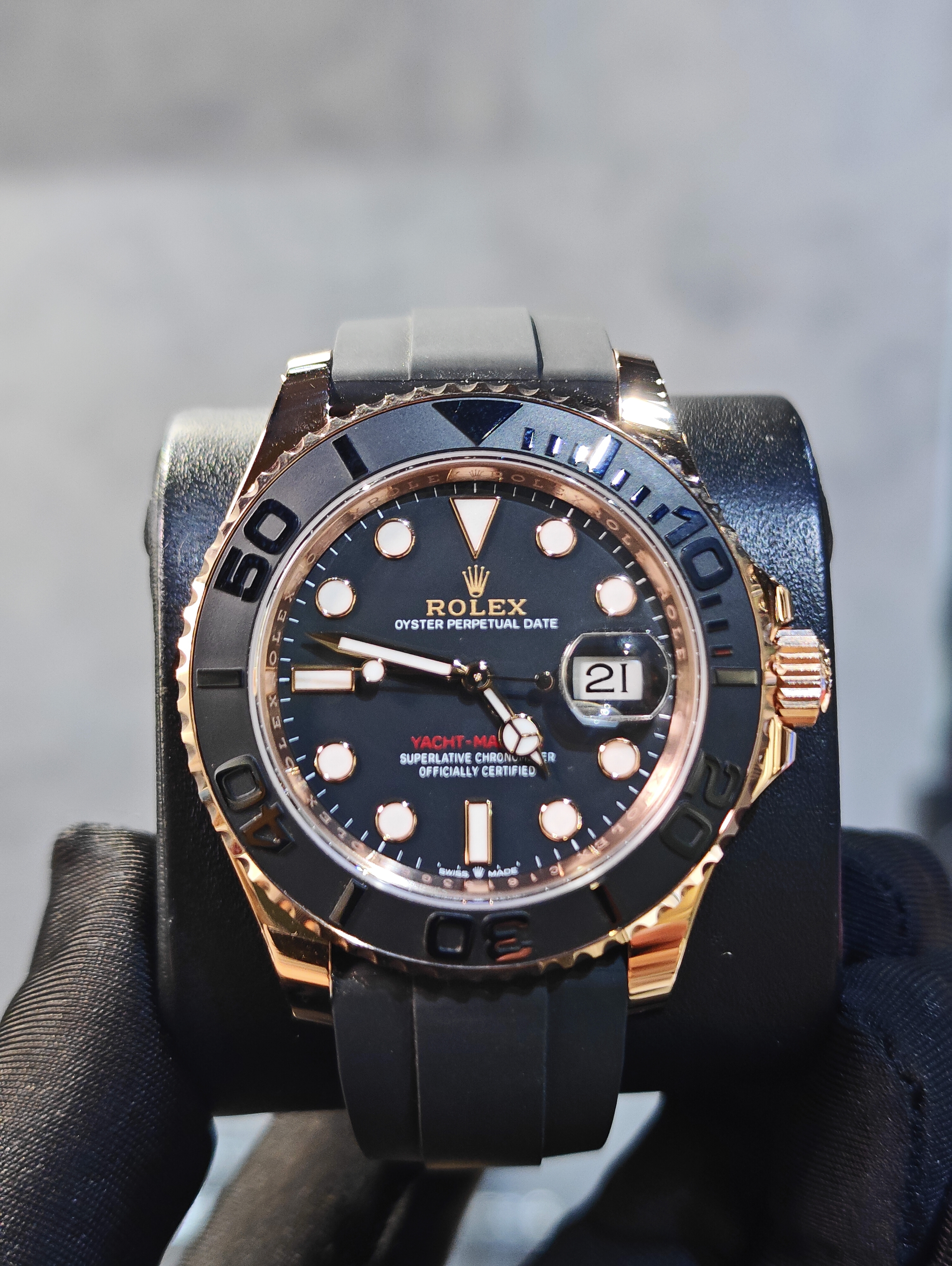 BRAND NEW ROLEX 126655 RUBBER STRAP YACHT-MASTER ROSE GOLD 40mm