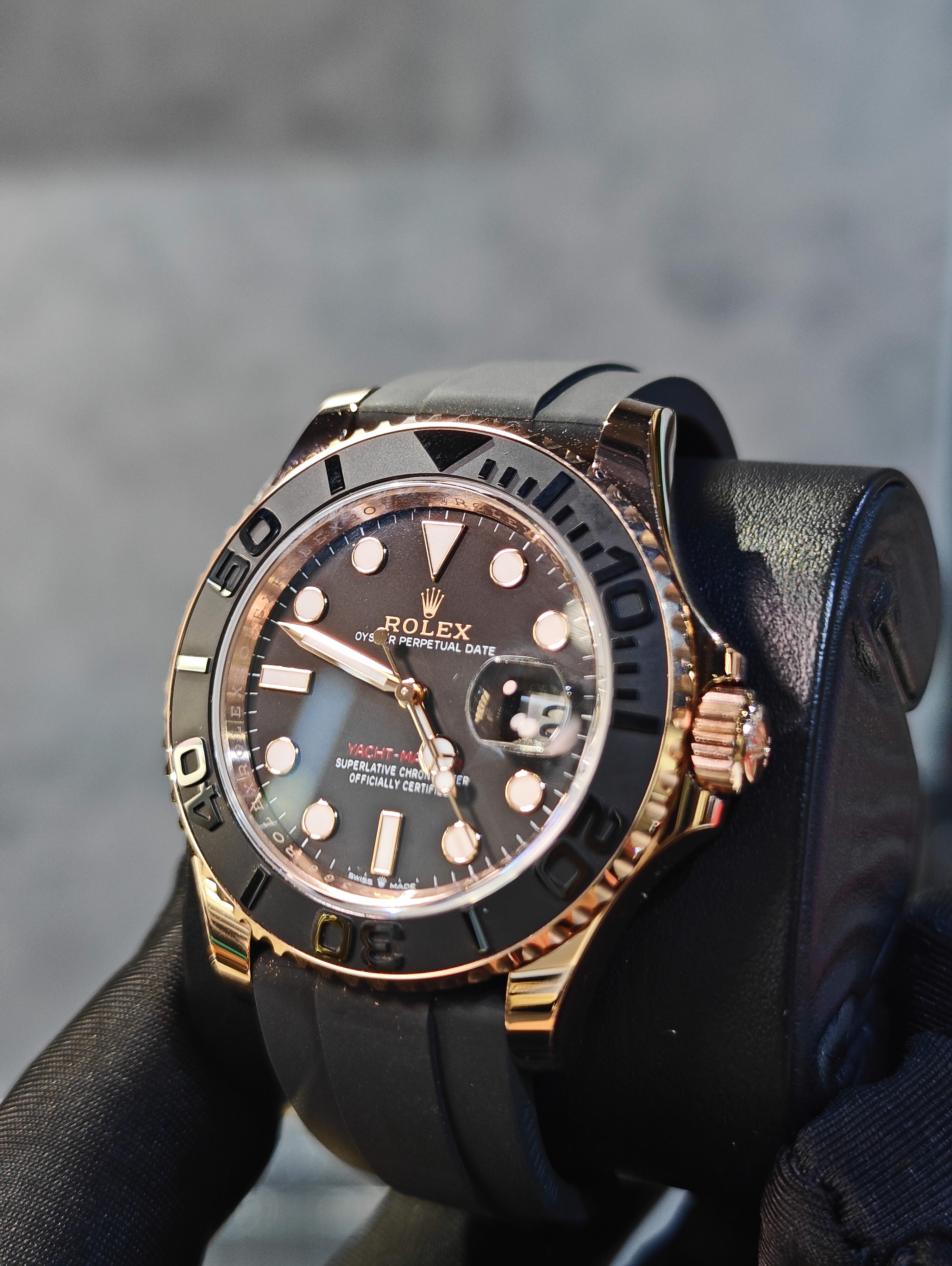 BRAND NEW ROLEX 126655 RUBBER STRAP YACHT-MASTER ROSE GOLD 40mm
