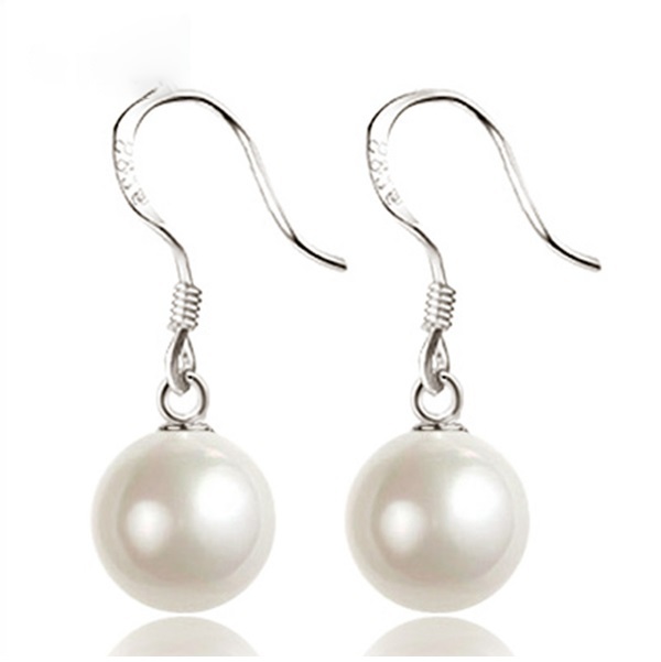 韓國JK 新款南洋貝珠8MM鍍銀耳針耳環 J0847