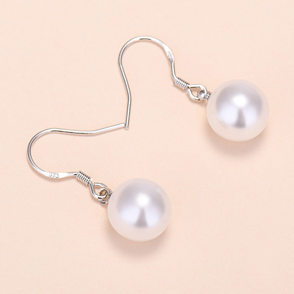 韓國JK 新款南洋貝珠8MM鍍銀耳針耳環 J0847