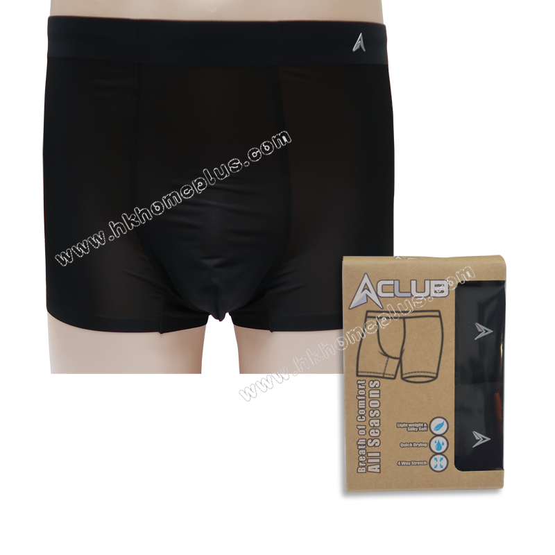 2條/盒 A級:  男裝冰絲平腳內褲 (M-XXL碼)