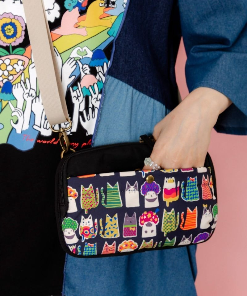 Scolar cat pattern shoulder bag