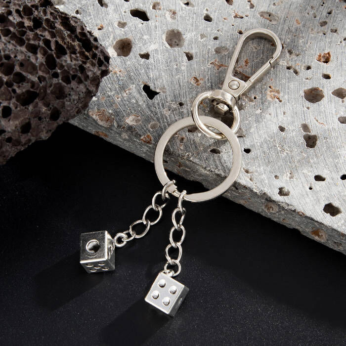 歐美稀有金屬骰子鑰匙圈掛件