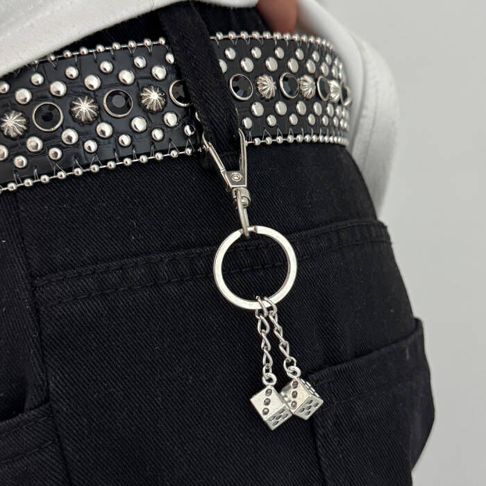 歐美稀有金屬骰子鑰匙圈掛件