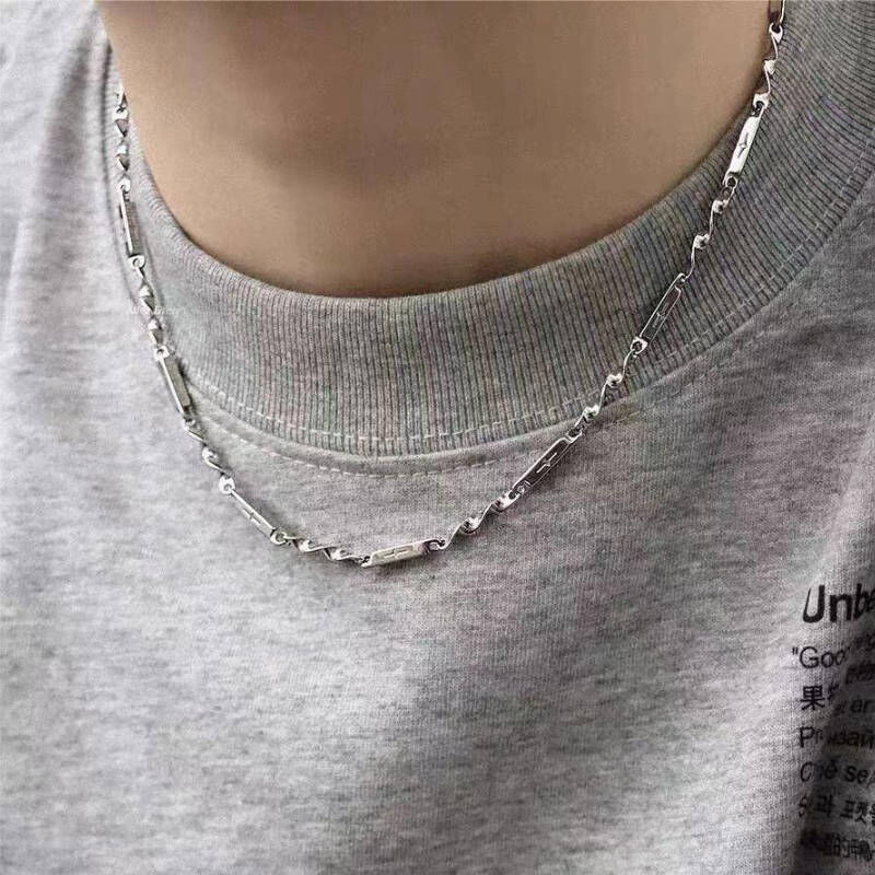 莫比烏斯竹節鈦鋼不掉色項鍊