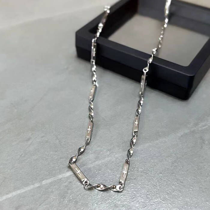 莫比烏斯竹節鈦鋼不掉色項鍊
