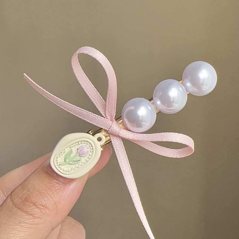[4 FOR RM10] Spring Date~ Tulip Pearl Bow Hair Clip
