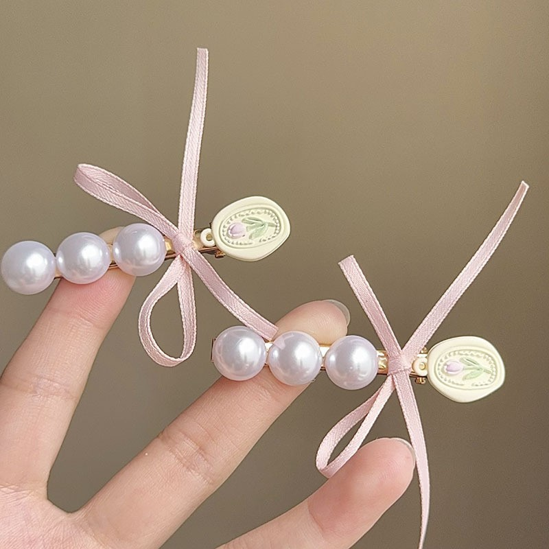 [4 FOR RM10] Spring Date~ Tulip Pearl Bow Hair Clip