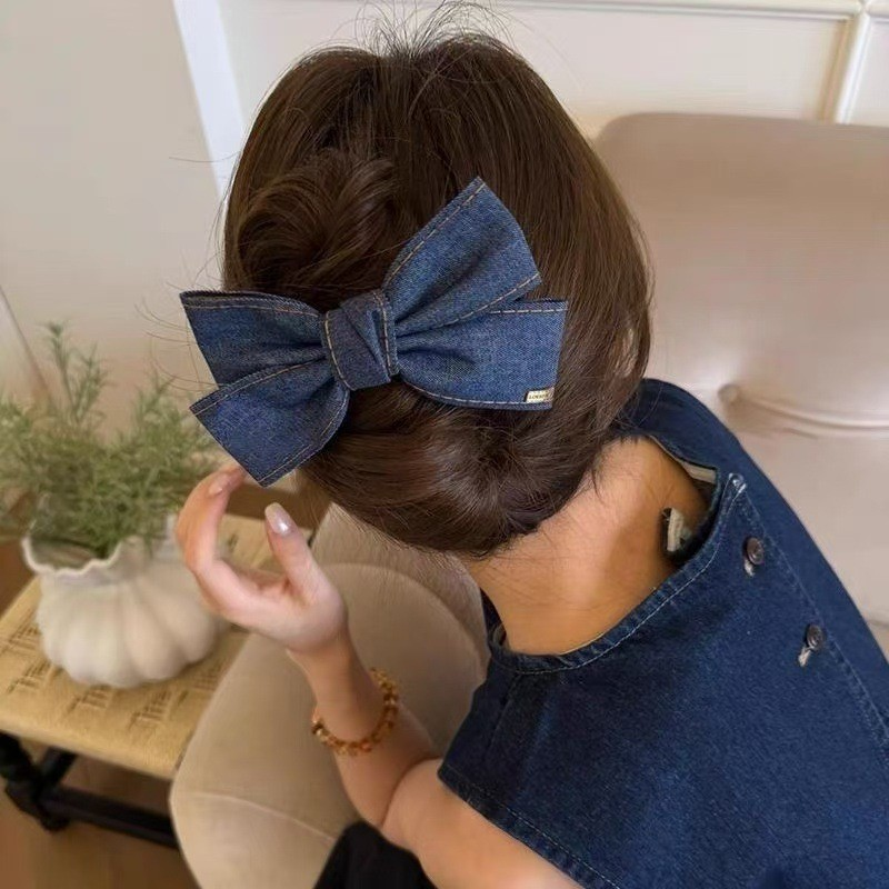 [2 FOR RM10] Retro Denim Bow Duckbill Hair Clip