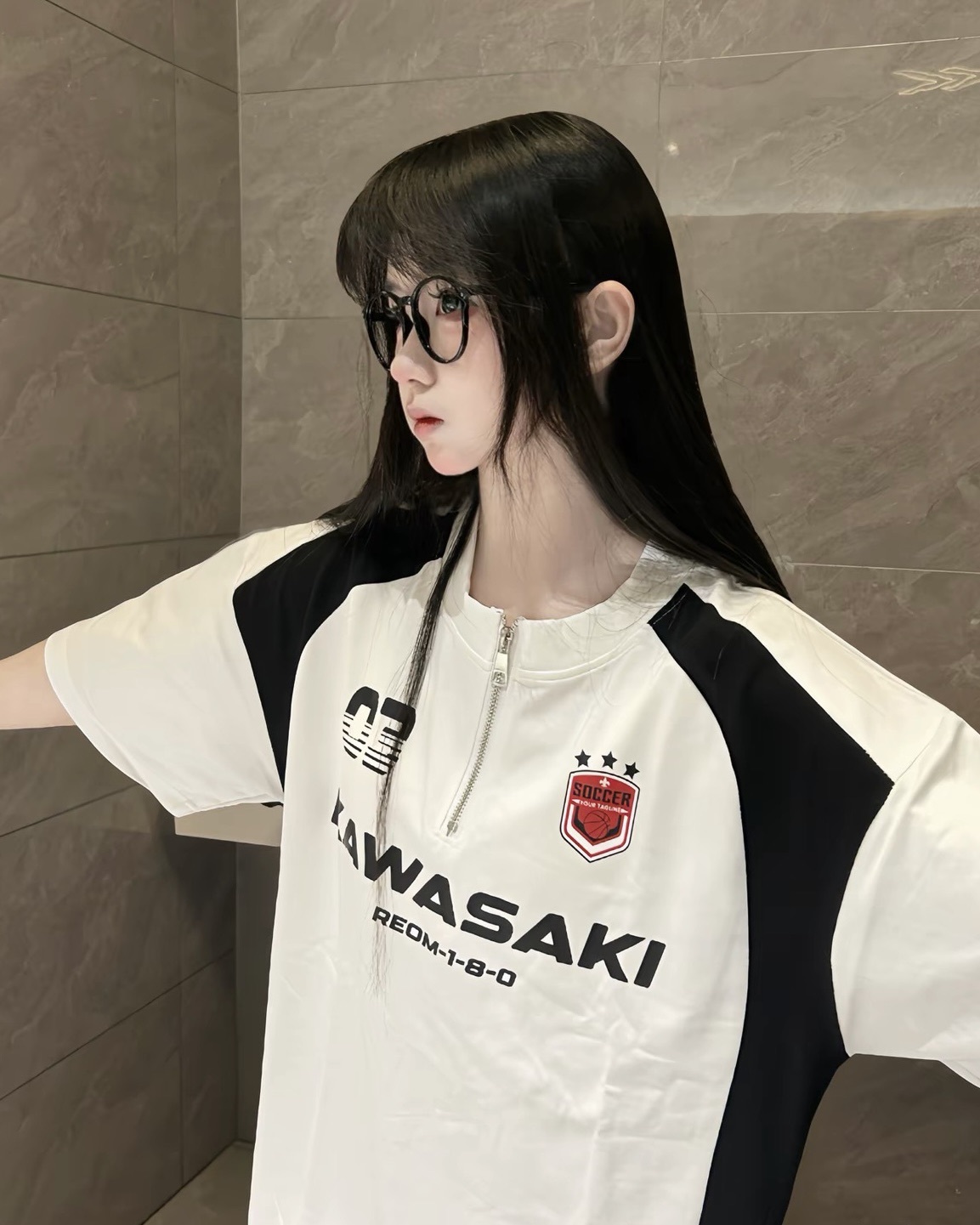 #預購 Kawasaki 半拉鍊 美式賽車短踢 兩色