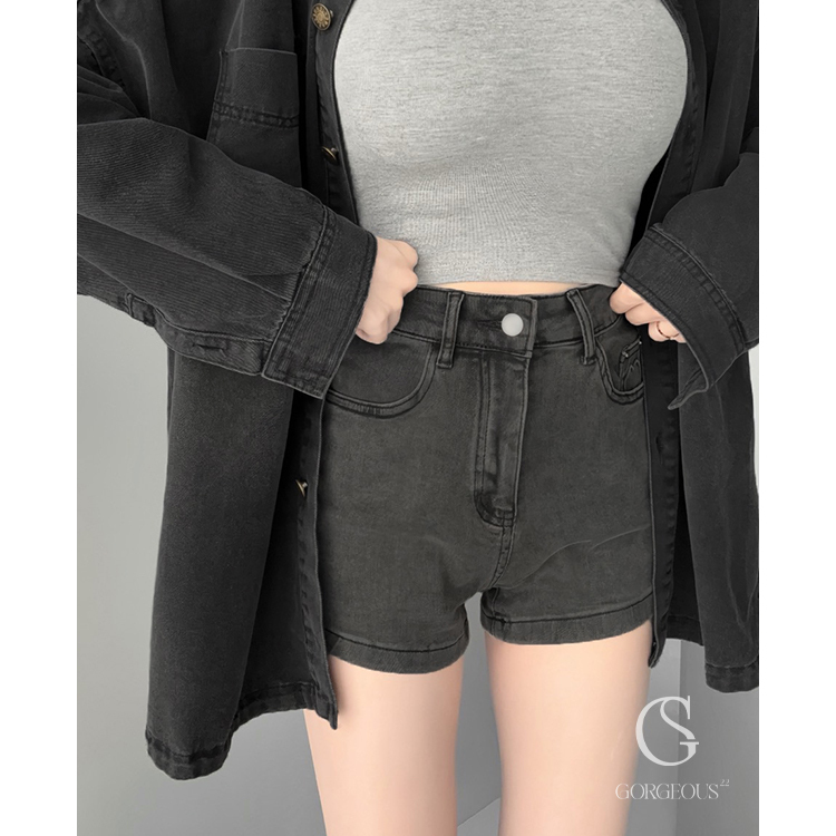 G5132 現貨「高磅彈力牛仔短褲」
