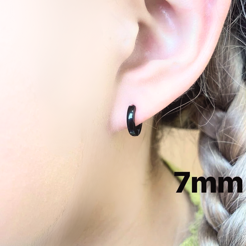 抗敏鋼 黑色平面鋼易扣式耳環(單支價)