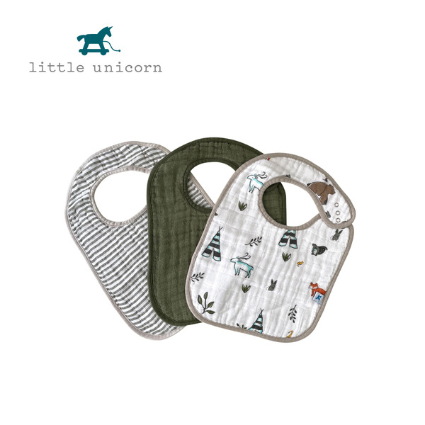 Little Unicorn 純棉經典圍兜三入組 (多款可選)