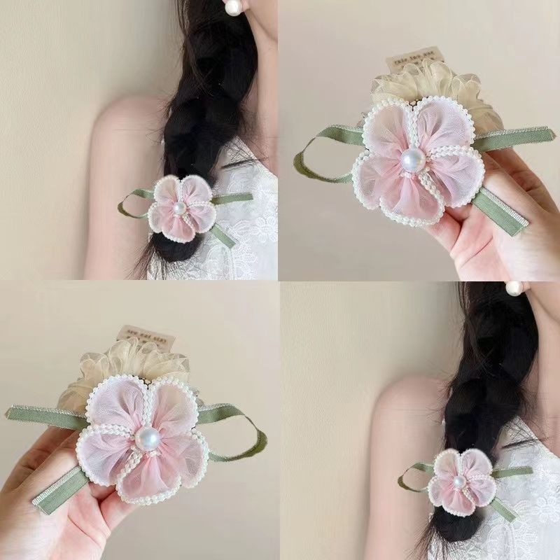 [3 FOR RM10] Fairy Faux Pearl Floral Tulle Scrunchies