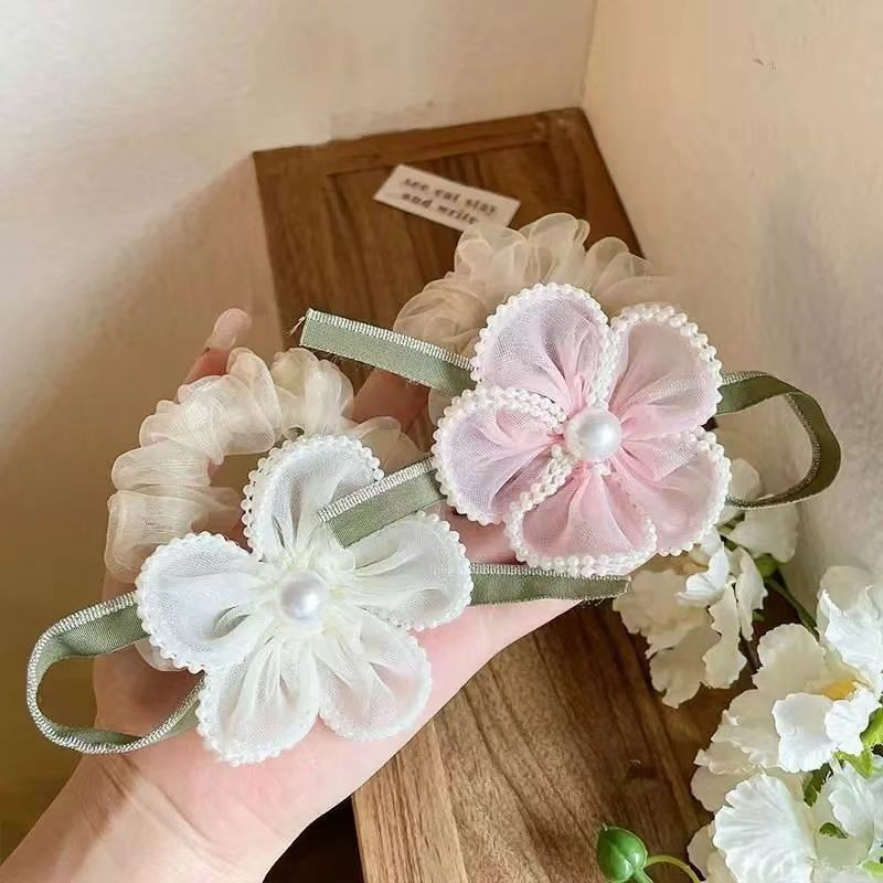 [3 FOR RM10] Fairy Faux Pearl Floral Tulle Scrunchies