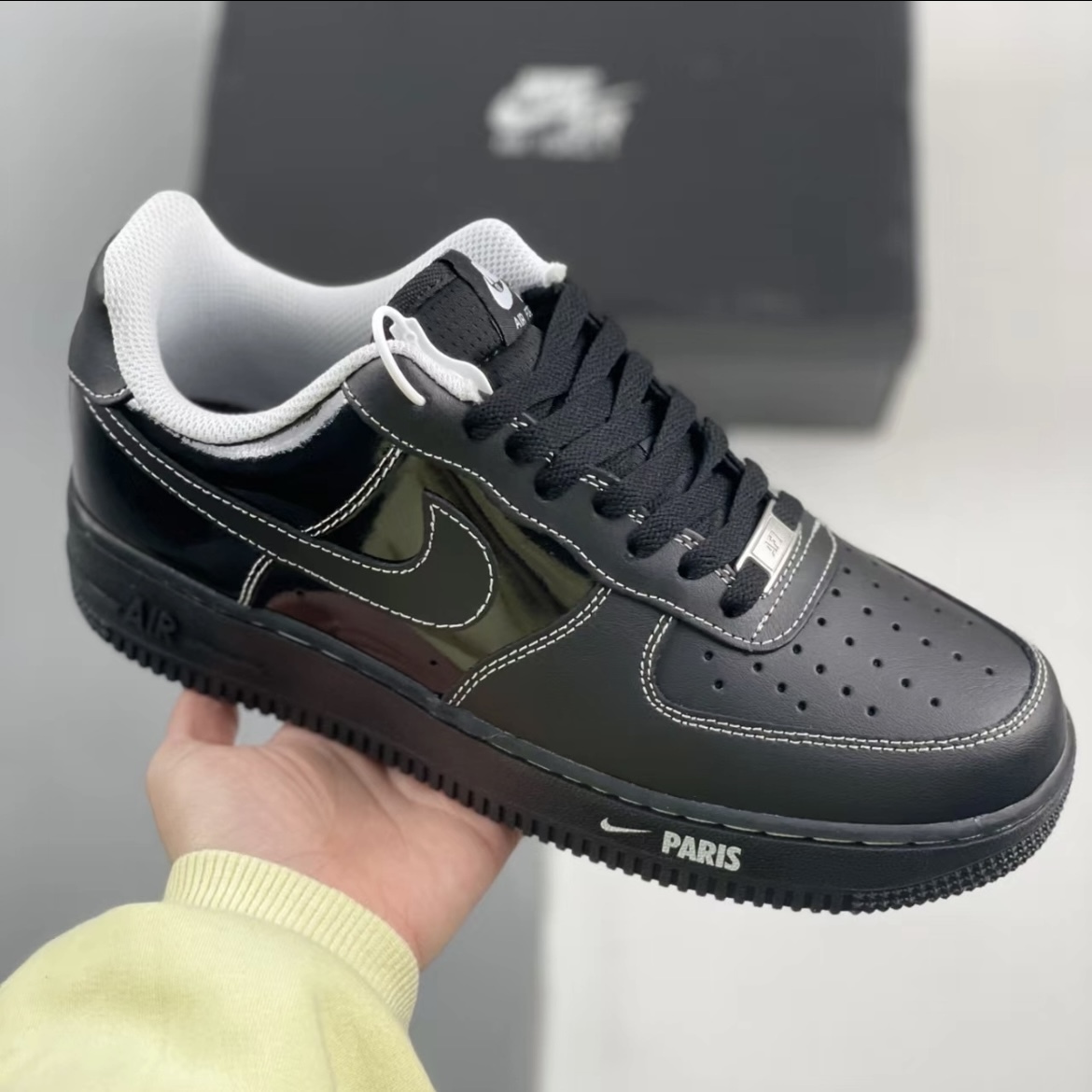 NIKE AIR FORCE 1 LOW 全黑 漆皮 "PARIS/BLACK" 防滑 耐磨 男鞋 HV6226-001