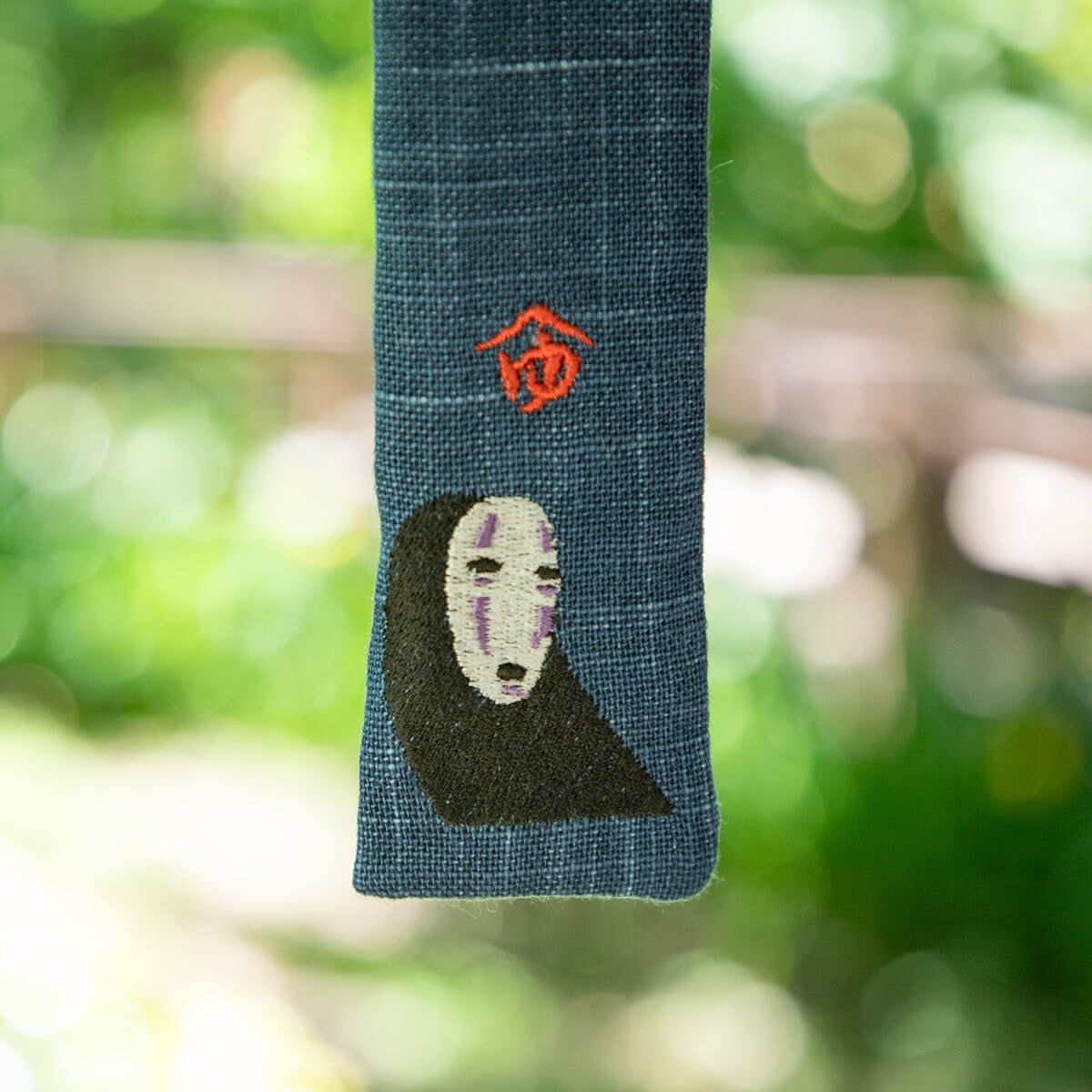 刺繡扇子袋 神隱少女 和風藍色