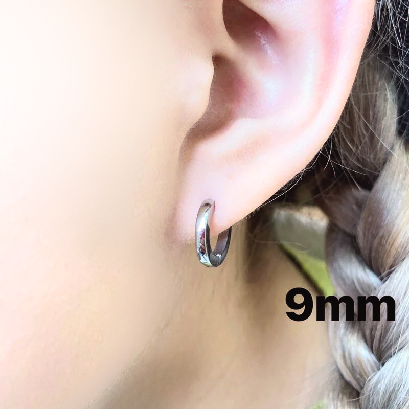 抗敏鋼 銀色平面鋼易扣式耳環(單支價)